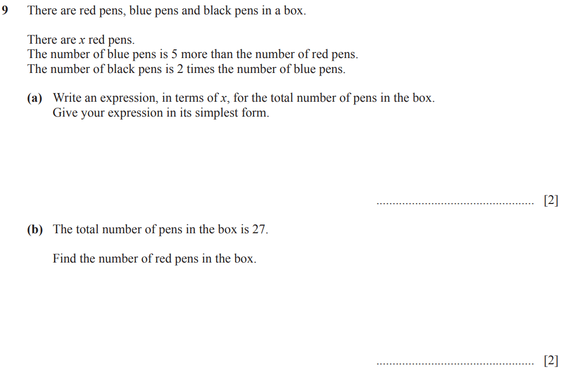Cambridge May 2024 Paper 1 Question 9 — algebra